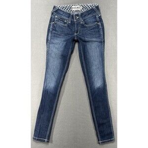 Ariat Real Jeans Women's 26R‎ Blue Low Rise American Western Cowgirl Dark Denim